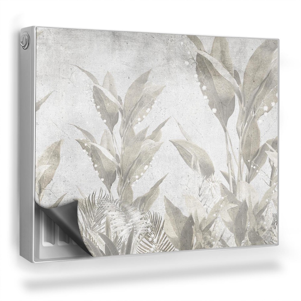 Dekoračný magnetický kryt na radiátor Listy tropických rastlín na betóne, boho štýl