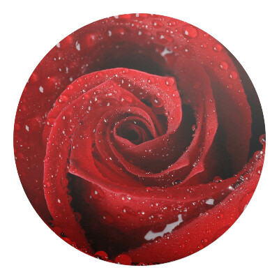 Podložka pod stoličku na kolieskach okrúhla Ruža s kvapkami vody