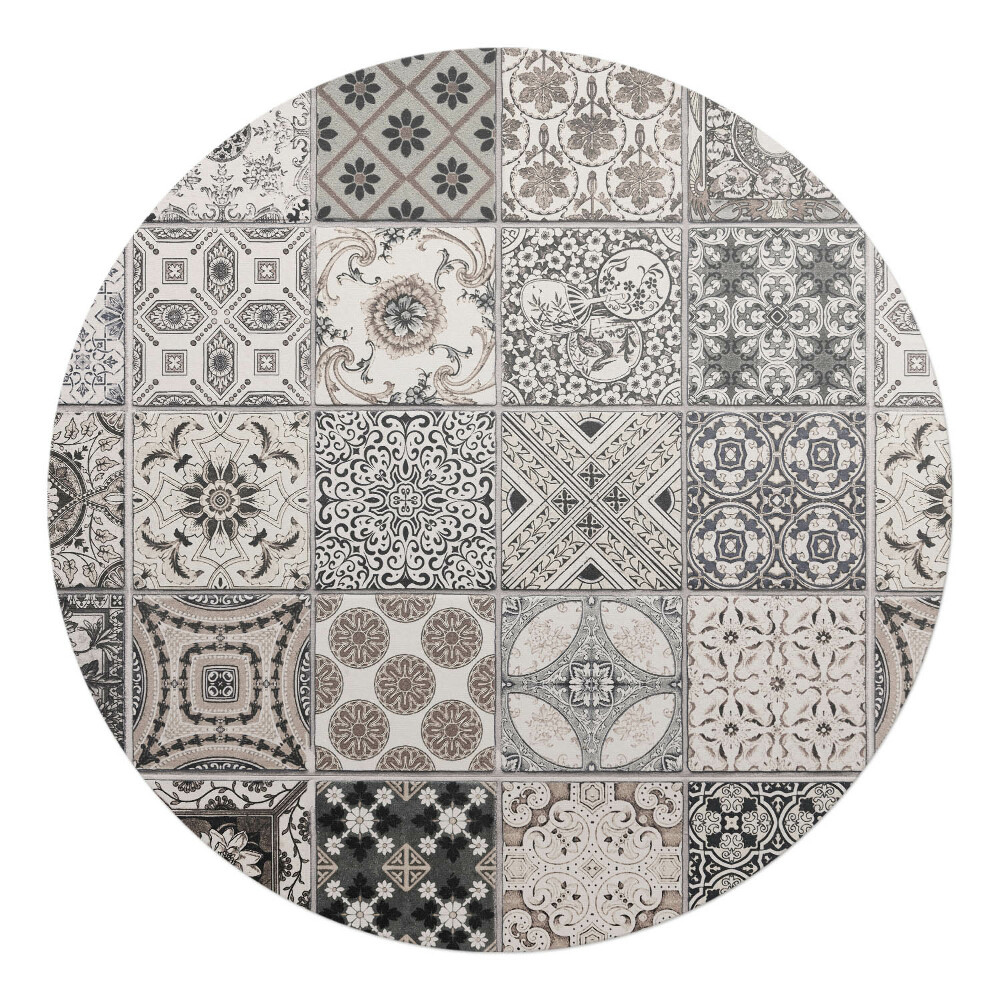 Podložka pod kolieskovú stoličku okrúhla Dlaždice v retro štýle