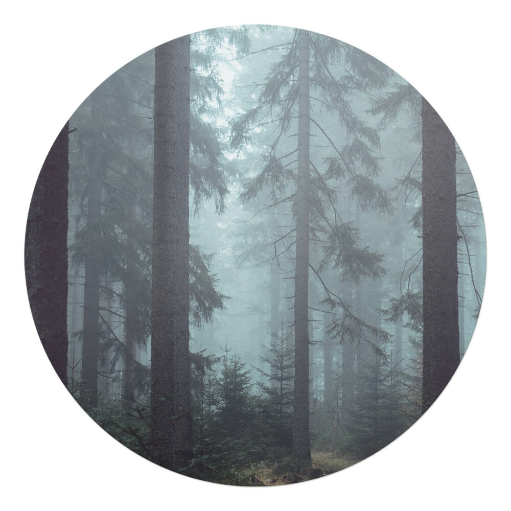 Podložka pod kolieskovú stoličku okrúhla Hmlistý ihličnatý les