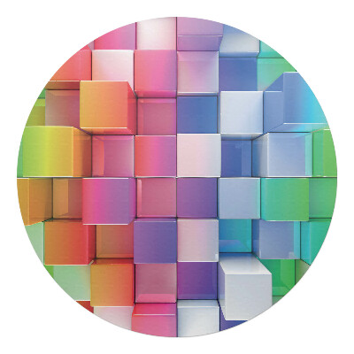 Podložka pod kolieskovú stoličku okrúhla Farebné 3D kocky