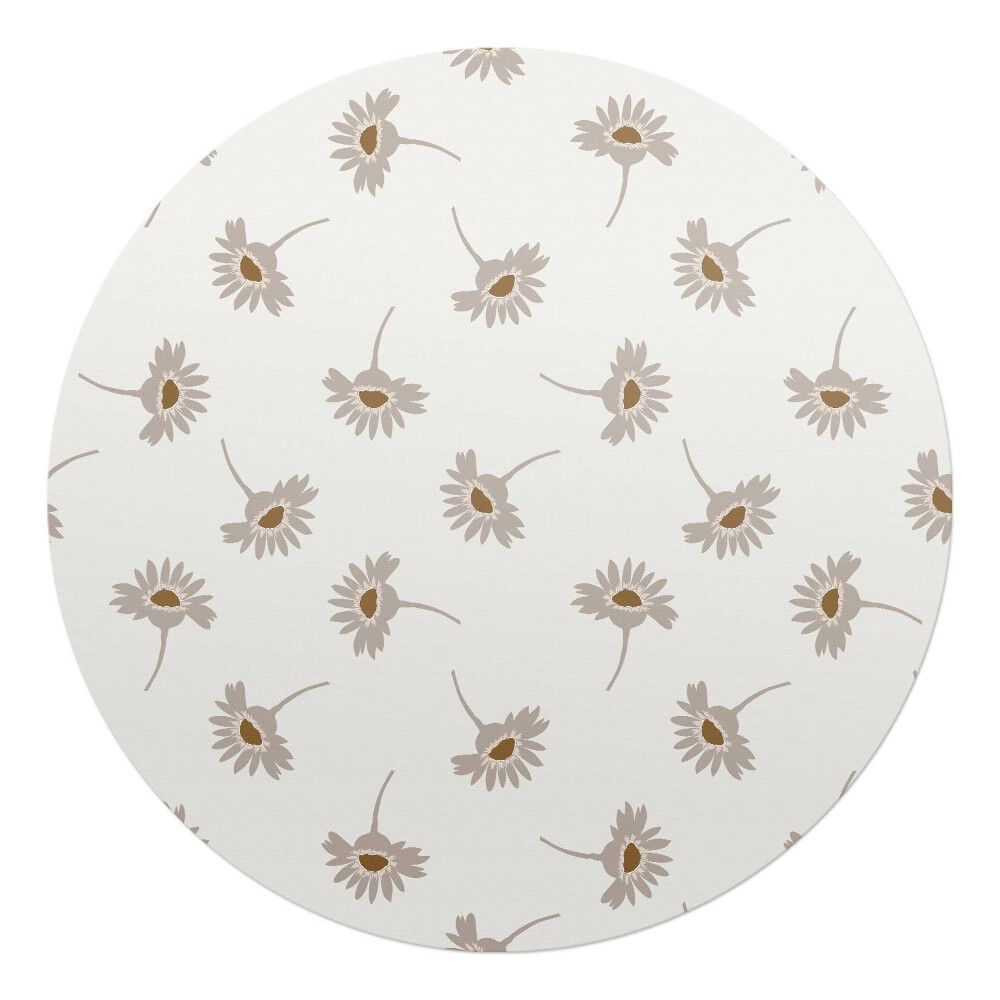 Podložka pod kolieskovú stoličku okrúhla Retro kvetinový vzor