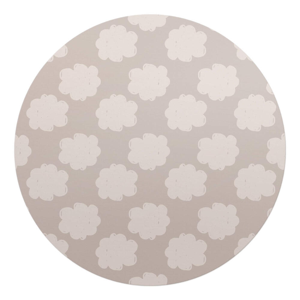 Podložka pod kolieskovú stoličku okrúhla Oblaky na béžovom pozadí