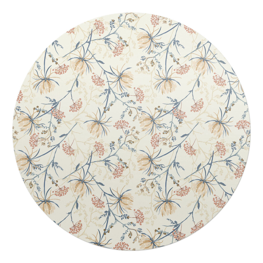 Podložka pod stoličku na kolieskach okrúhla Vintage kvetinový vzor