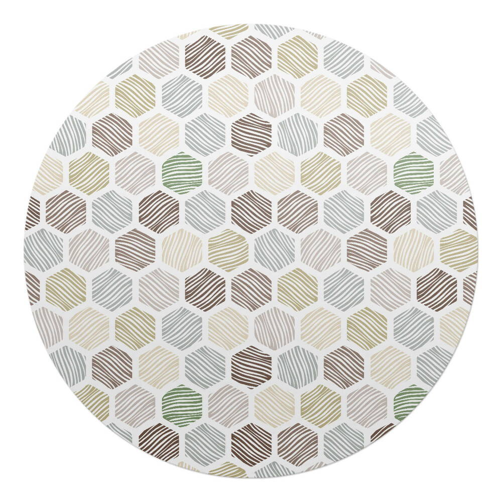 Podložka pod stoličku na kolieskach okrúhla Šesťuholníky s pruhmi