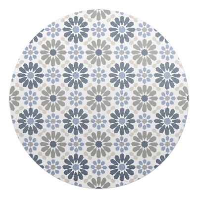 Podložka pod kolieskovú stoličku okrúhla Retro kvetinový vzor