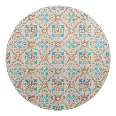 Podložka pod stoličku na kolieskach okrúhla Retro dlaždicová ozdoba