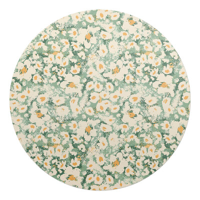 Podložka pod kolieskovú stoličku okrúhla Retro kvetinový vzor