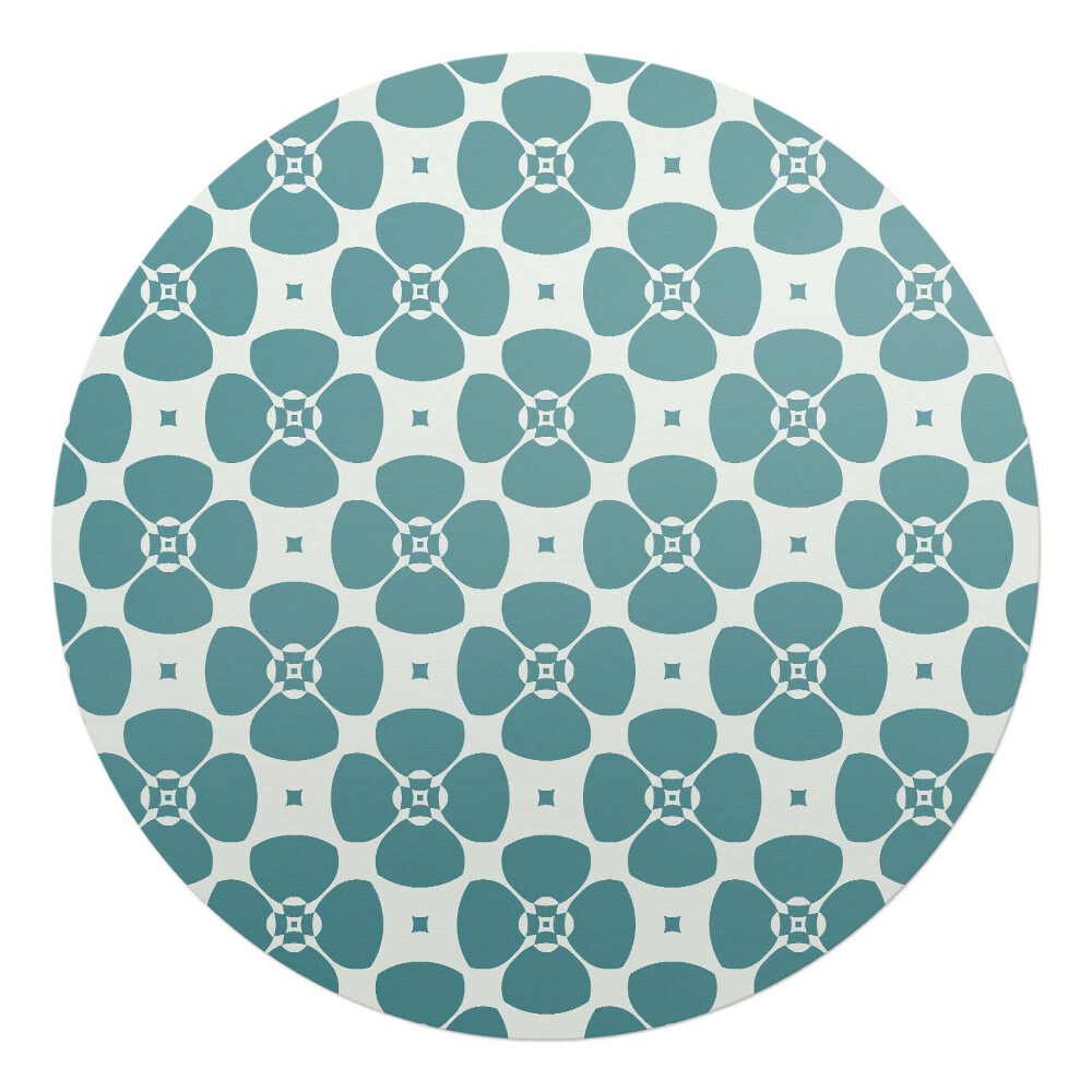 Podložka pod kolieskovú stoličku okrúhla Retro kvetinový vzor