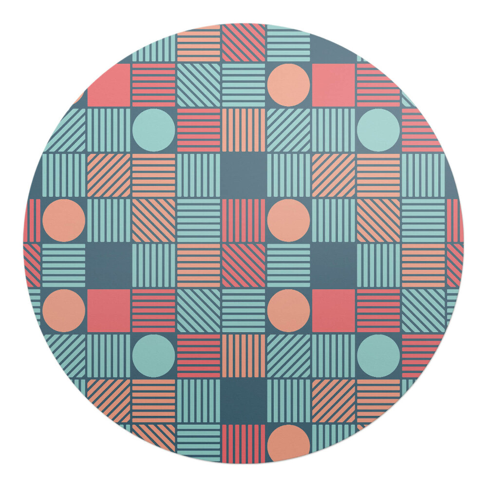 Podložka pod stoličku okrúhla Geometrický retro vzor