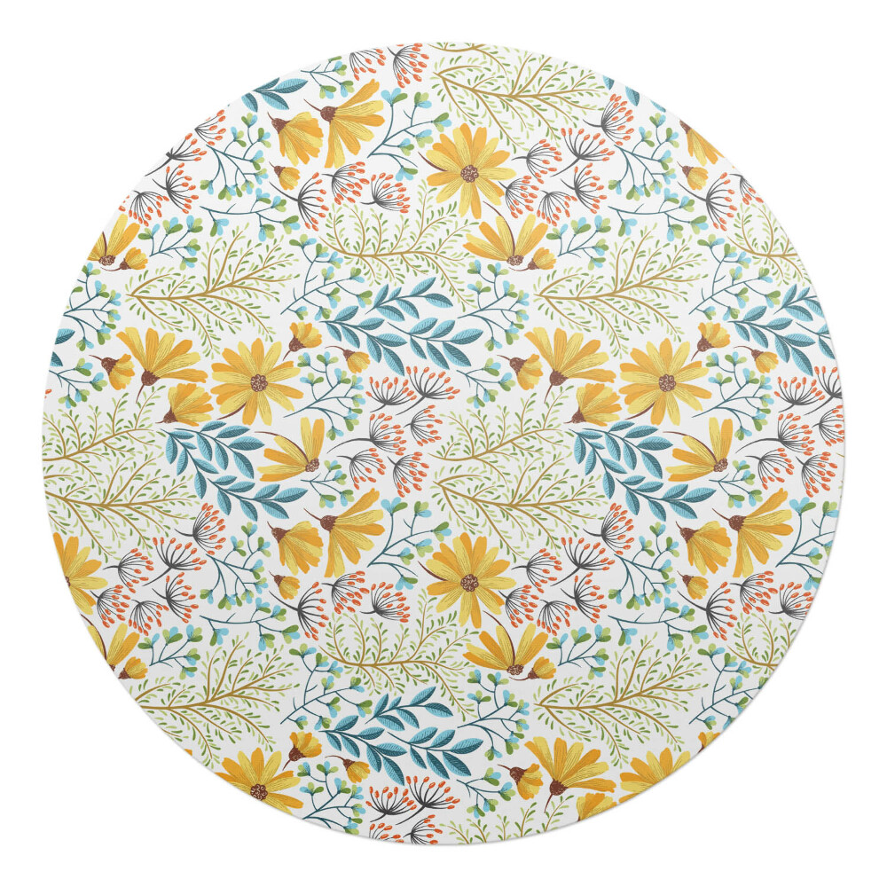 Podložka pod stoličku na kolieskach okrúhla Vintage kvetinový vzor