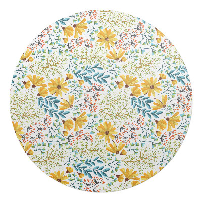 Podložka pod stoličku na kolieskach okrúhla Vintage kvetinový vzor