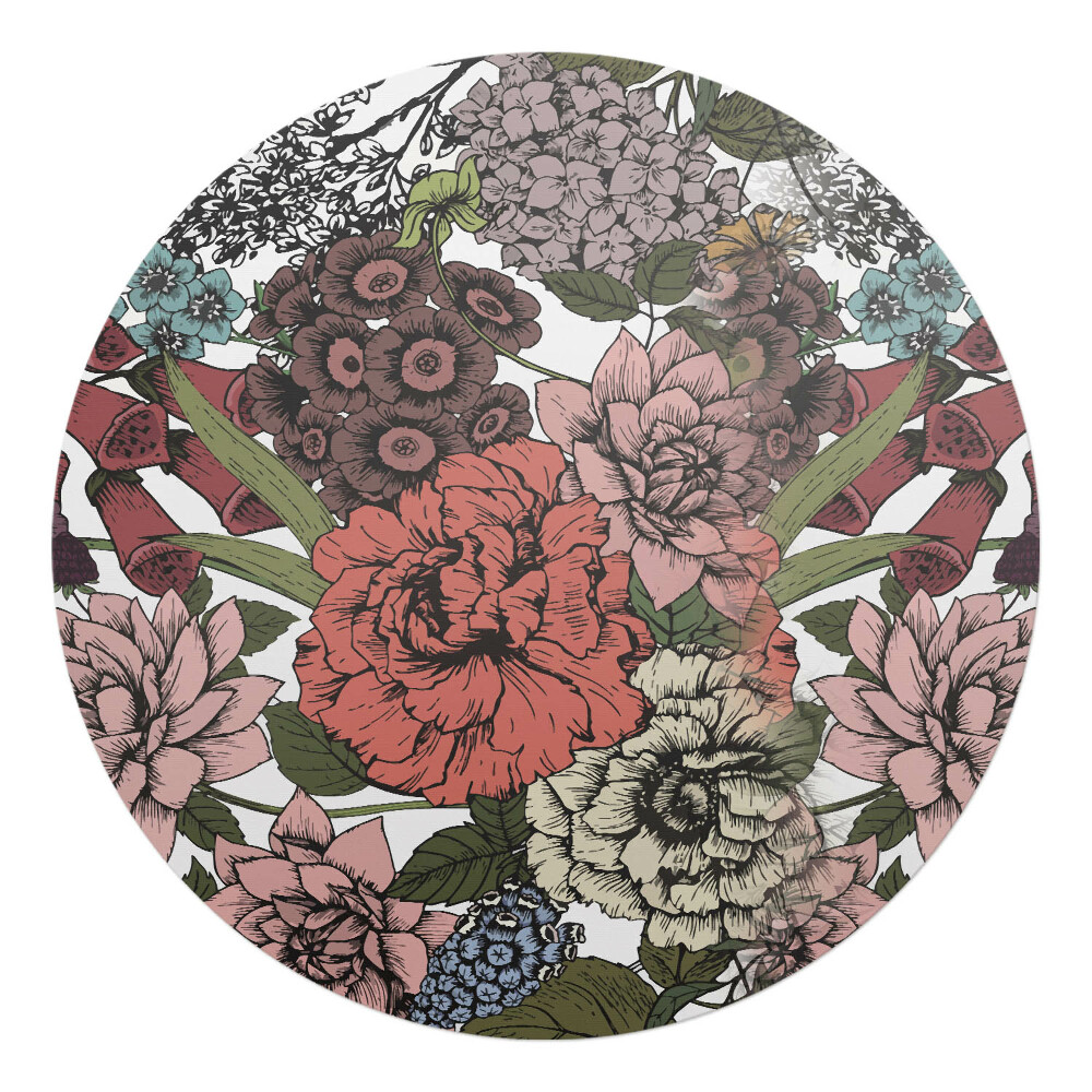 Podložka pod stoličku okrúhla Retro kvetinový vzor