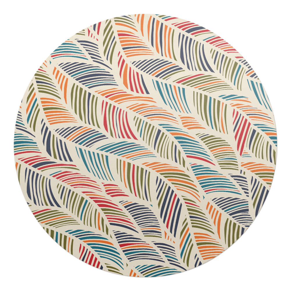 Podložka pod kolieskovú stoličku okrúhla Farebné retro listy