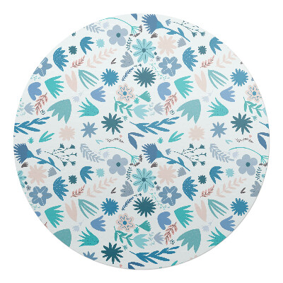 Podložka pod kolieskovú stoličku okrúhla Retro kvetinový vzor