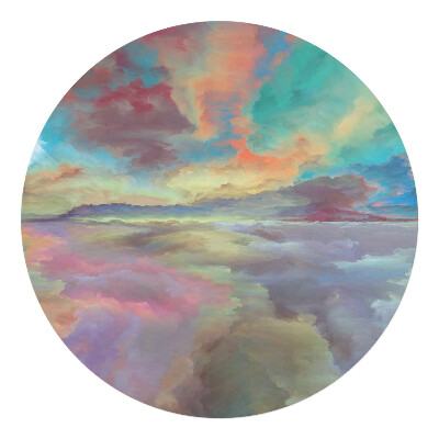 Podložka pod kolieskovú stoličku okrúhla Oblaky v pastelových farbách