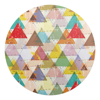 Podložka pod stoličku na kolieskach okrúhla Farebné retro trojuholníky
