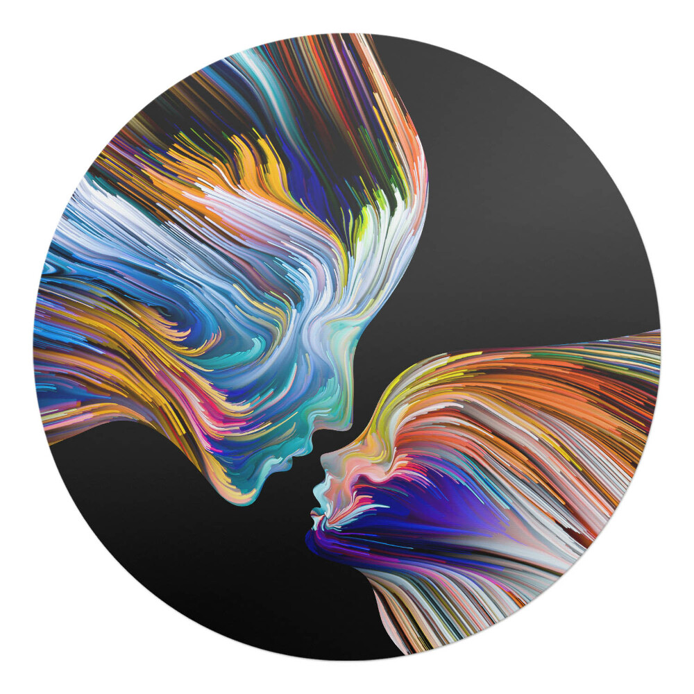 Podložka pod kolieskovú stoličku okrúhla Farebné tváre v pohybe