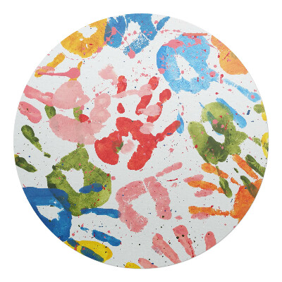 Podložka pod stoličku okrúhla Farebné odtlačky rúk