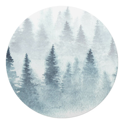 Podložka pod stoličku na kolieskach okrúhla Akvarelový hmlistý les