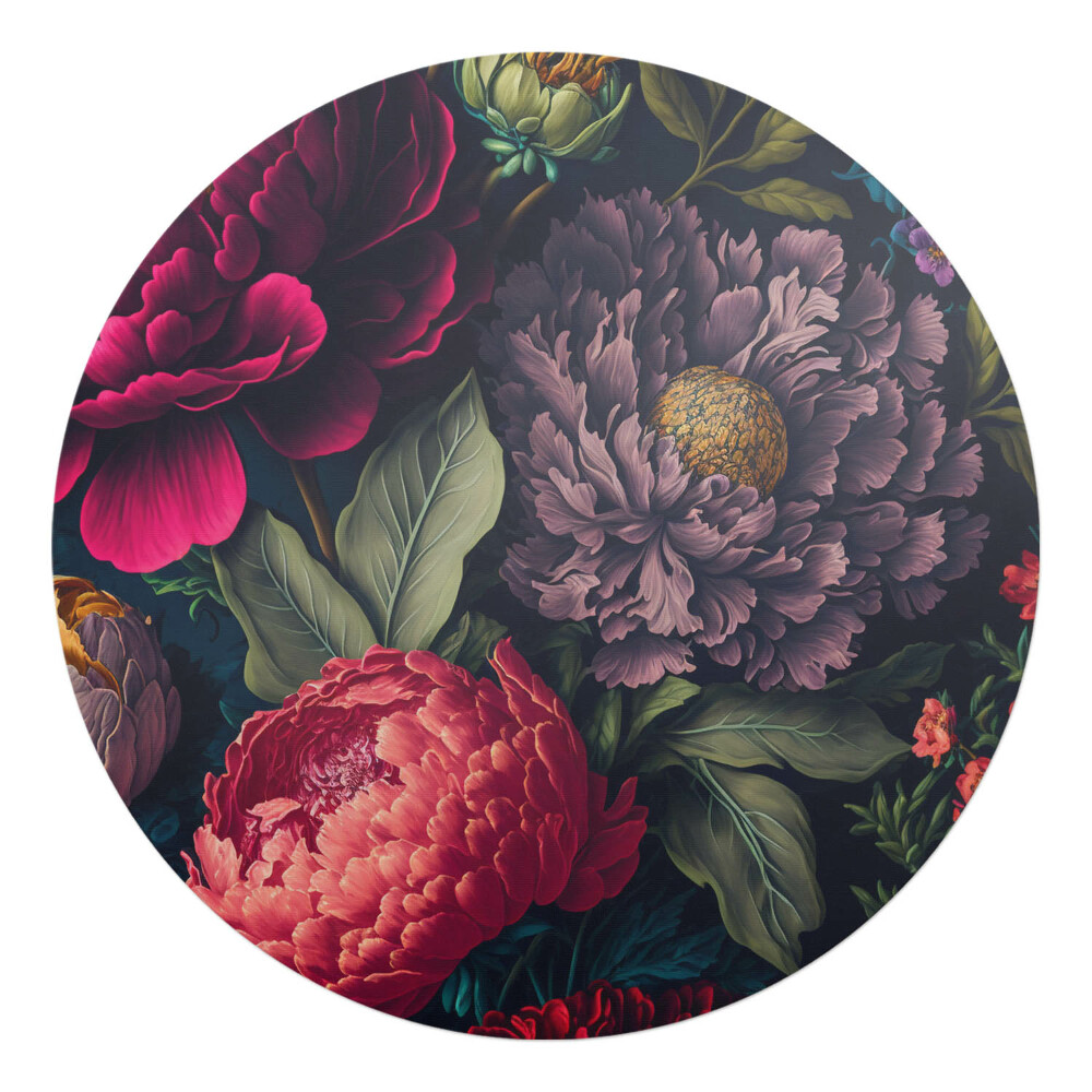 Podložka pod kolieskovú stoličku okrúhla Vintage kvetinový vzor