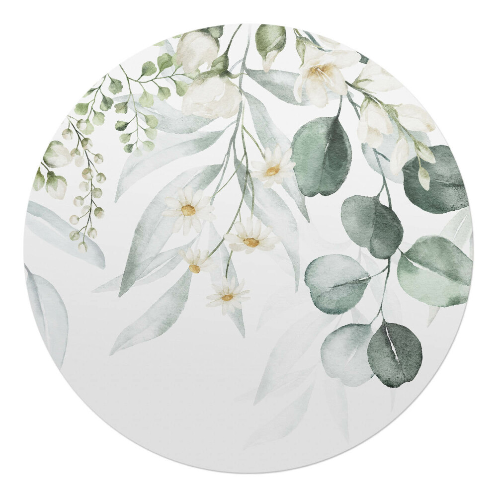 Podložka pod kolieskovú stoličku okrúhla Kvetinový listový vzor
