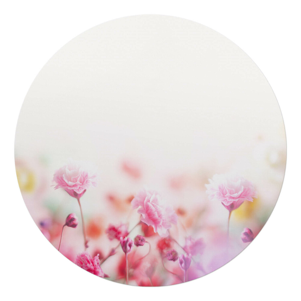 Podložka pod kolieskovú stoličku okrúhla Pastelové lúčne kvety