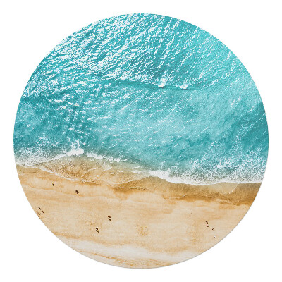Podložka pod kolieskovú stoličku okrúhla Pláž a vlny z vtáčej perspektívy