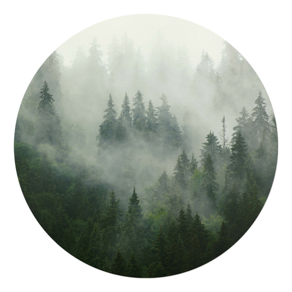 Podložka pod kolieskovú stoličku okrúhla Hmlistý ihličnatý les