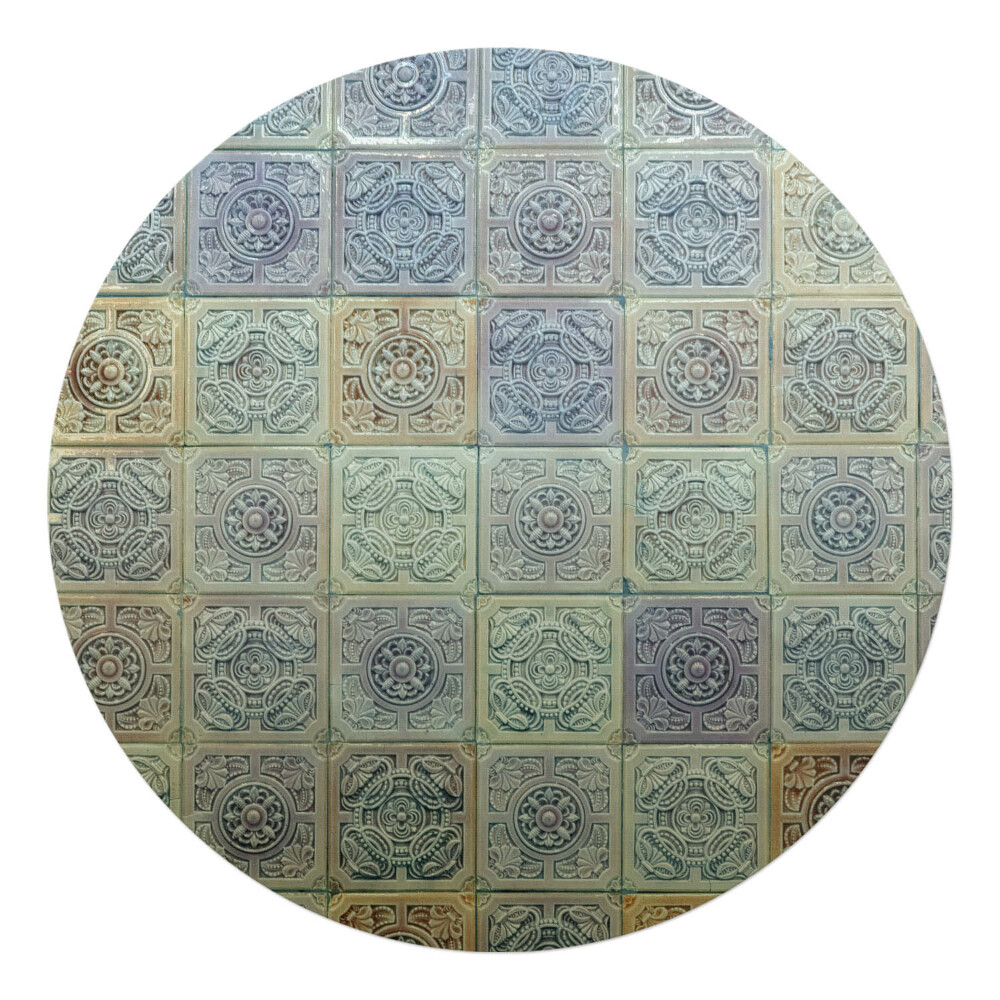 Podložka pod stoličku na kolieskach okrúhla Retro vintage dlaždice