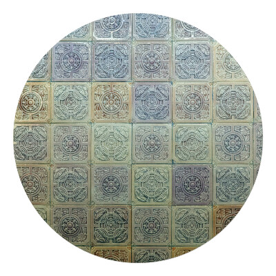 Podložka pod stoličku na kolieskach okrúhla Retro vintage dlaždice