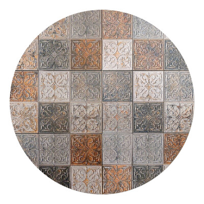 Podložka pod kolieskovú stoličku okrúhla Štvorcový retro vzor