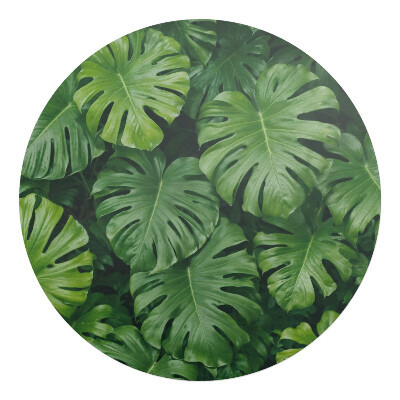 Podložka pod kolieskovú stoličku okrúhla Listy monstery