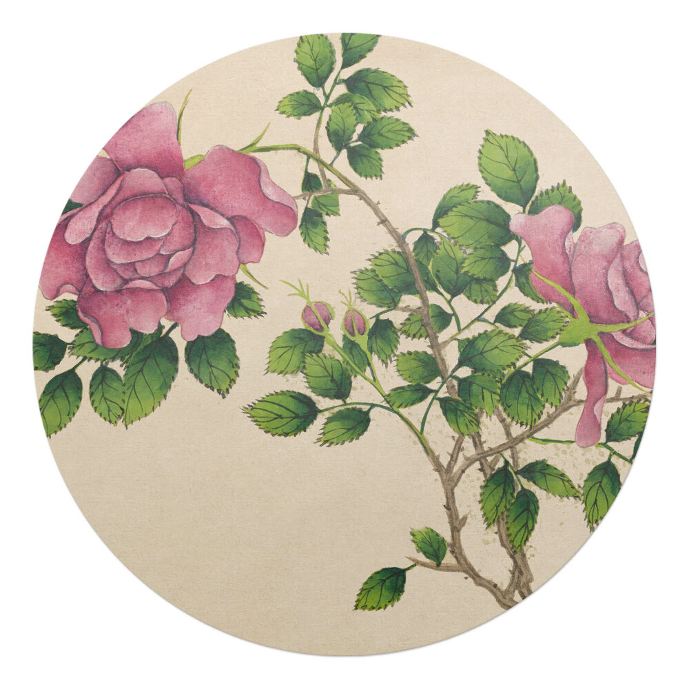 Podložka pod kolieskovú stoličku okrúhla Retro kytica ruží