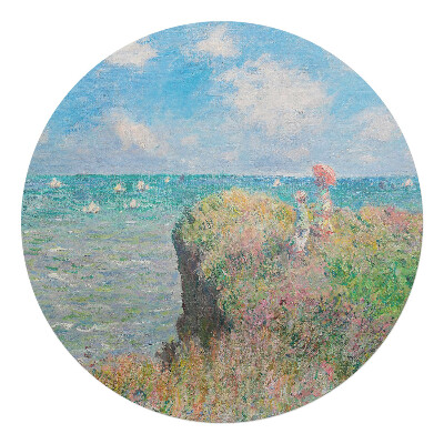 Podložka pod stoličku na kolieskach okrúhla Prímorská krajina s útesom