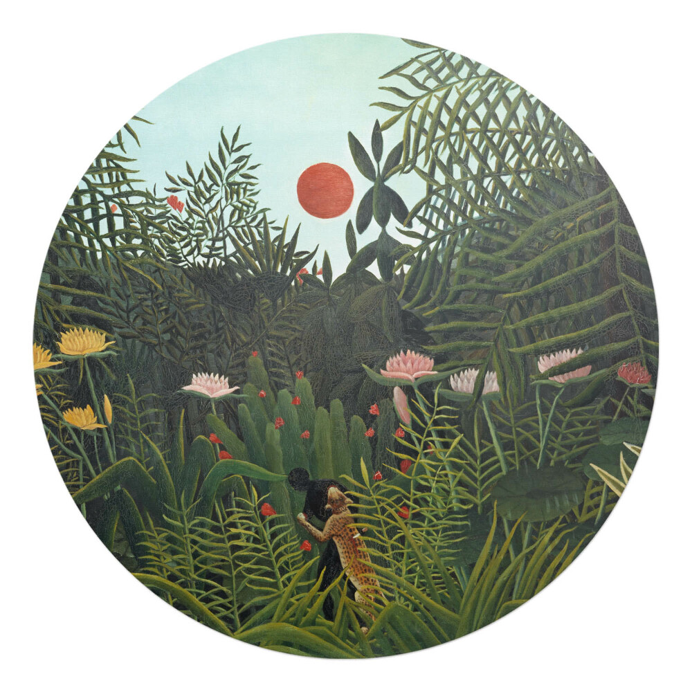 Podložka pod kolieskovú stoličku okrúhla Džungľa pri západe slnka