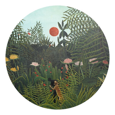 Podložka pod kolieskovú stoličku okrúhla Džungľa pri západe slnka