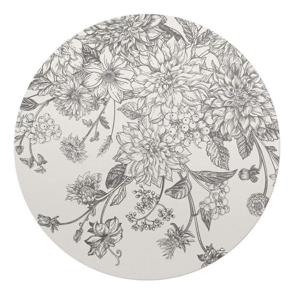 Podložka pod stoličku na kolieskach okrúhla Vintage kvetinový vzor
