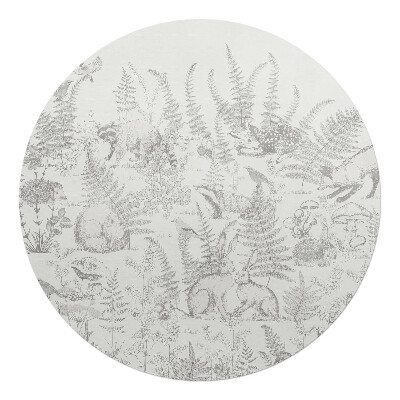 Podložka pod stoličku okrúhla Lesné zvieratá a paprade