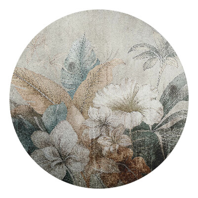 Podložka pod kolieskovú stoličku okrúhla Vintage kvetinový vzor