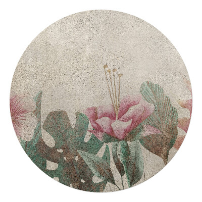 Podložka pod kolieskovú stoličku okrúhla Vintage kvetinový vzor