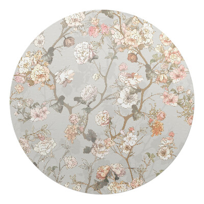 Podložka pod kolieskovú stoličku okrúhla Kvetinový ornament
