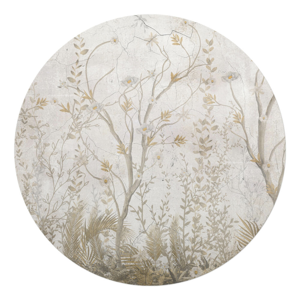 Podložka pod kolieskovú stoličku okrúhla Jemné rastlinné vzory