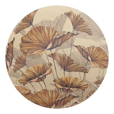 Podložka pod kolieskovú stoličku okrúhla Kvety v sépiovej farbe