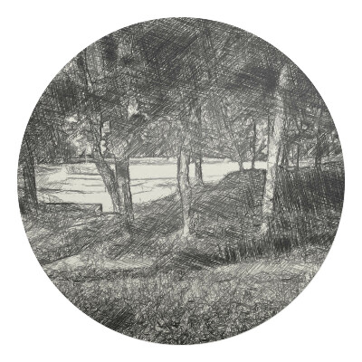 Podložka pod kolieskovú stoličku okrúhla Les v náčrte