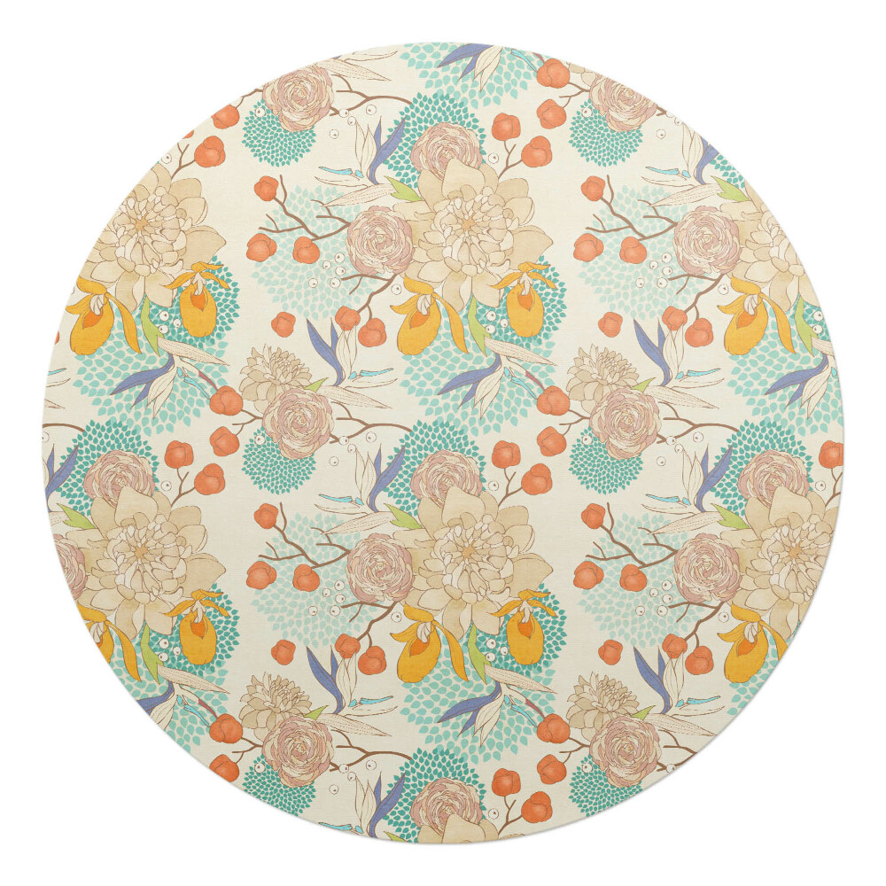 Podložka pod stoličku okrúhla Retro kvetinový vzor