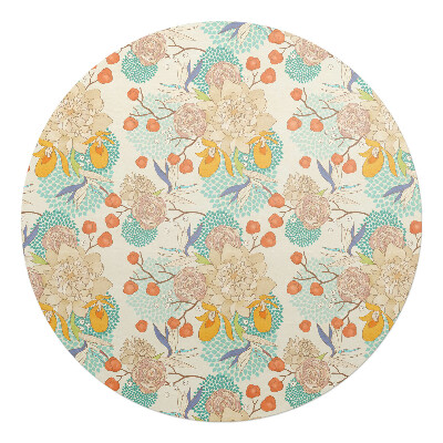 Podložka pod stoličku okrúhla Retro kvetinový vzor