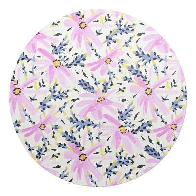 Podložka pod kolieskovú stoličku okrúhla Kvetinový pastelový vzor