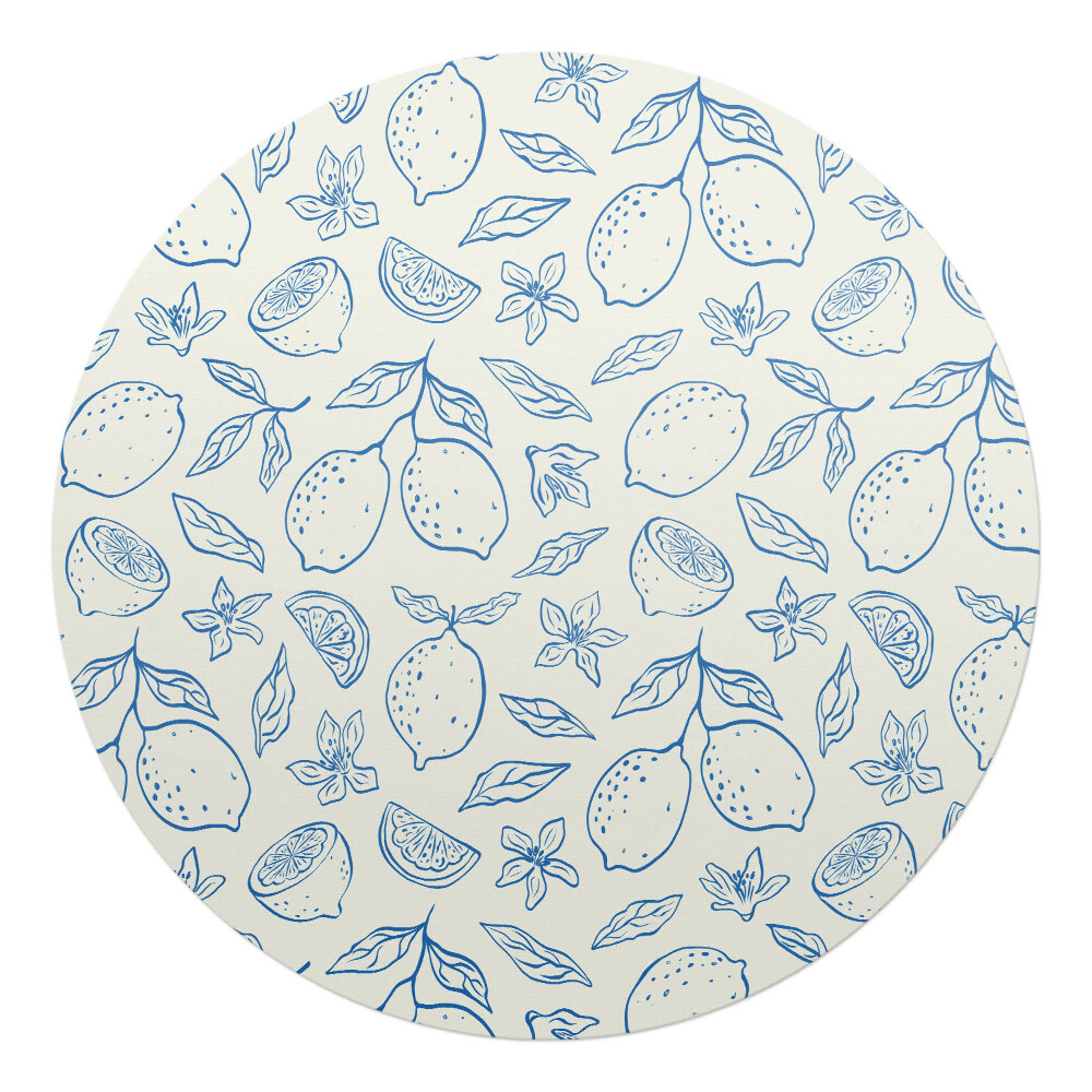 Podložka pod stoličku na kolieskach okrúhla Citrónový retro vzor