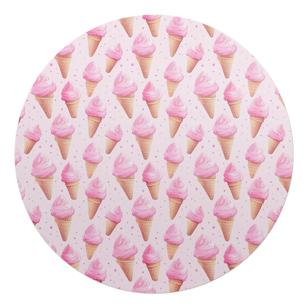Podložka pod stoličku na kolieskach okrúhla Ružové zmrzlinové kornútky